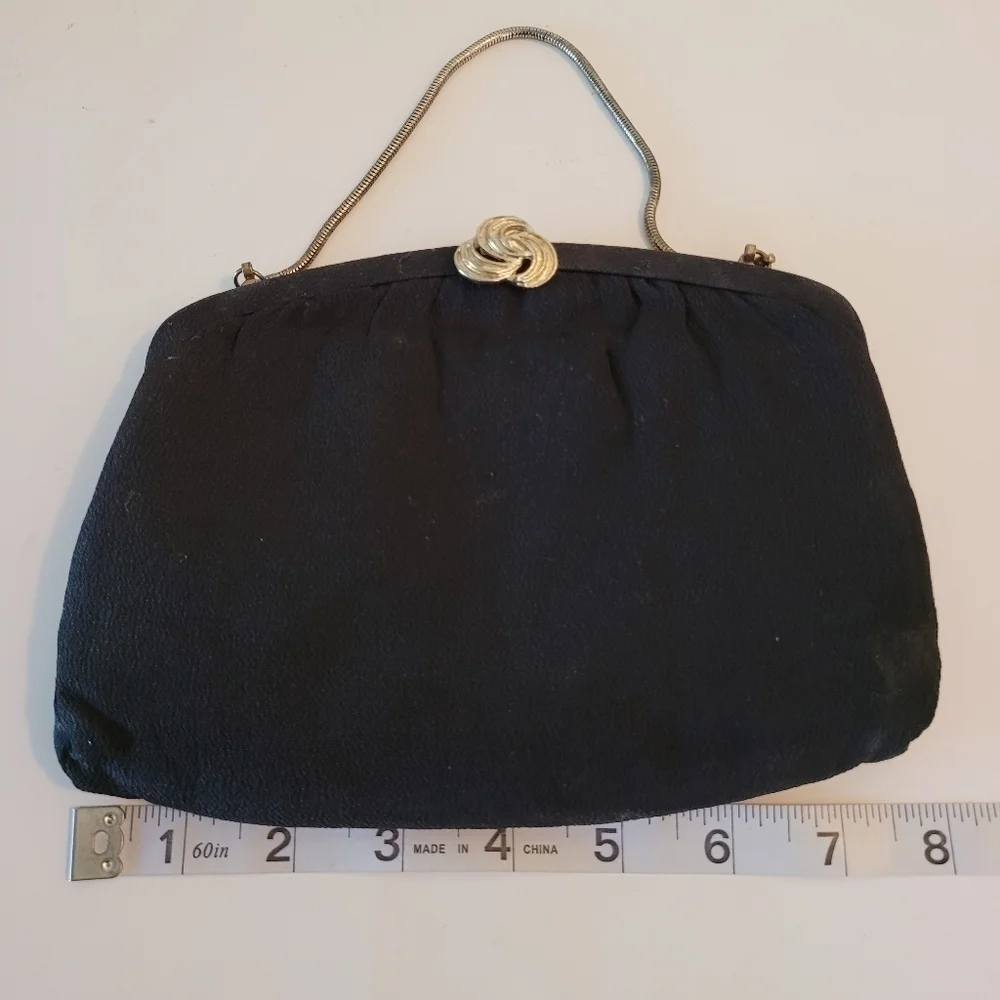 Vintage Evening Bag Black Formal Party Handbag Convertible Clutch - Picture 3 of 7